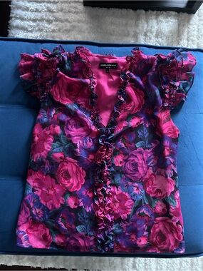 Generation Love Pink Floral Ruffle Sleeve Top size xs